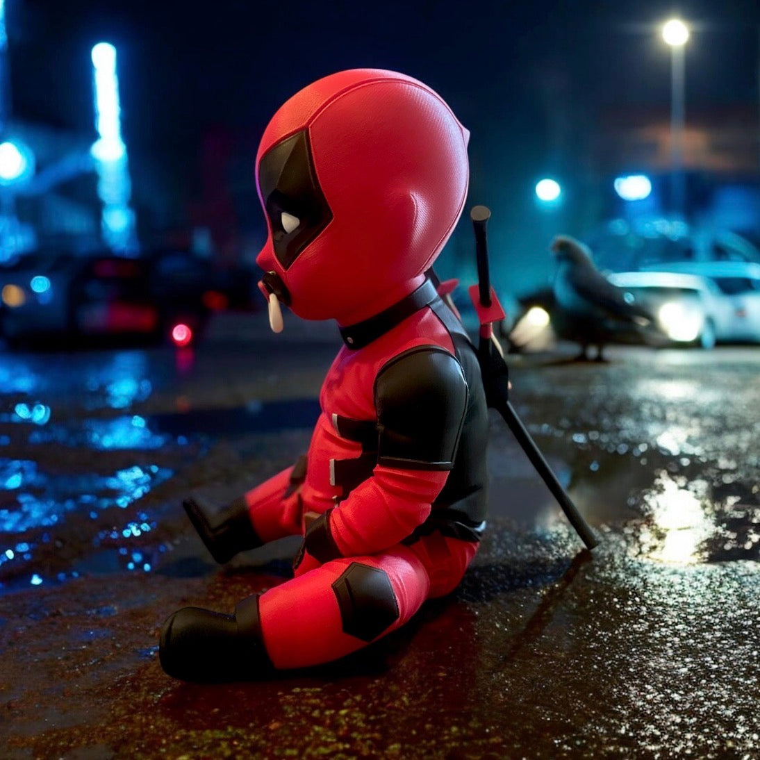 Life Sized "BabyPool" Baby Deadpool! Accessories Included!